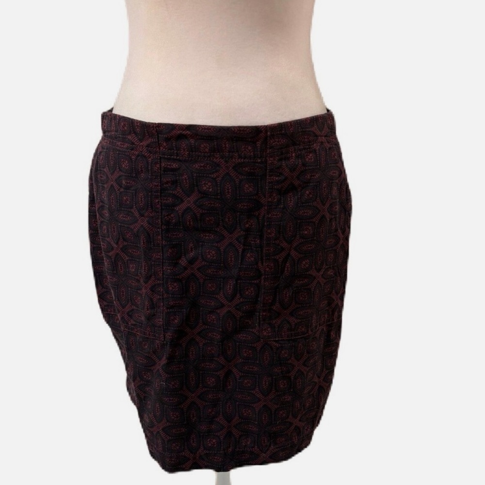 Banana Republic Red Burgundy Patterned Pencil Skirt Size 0 - Picture 2 of 11